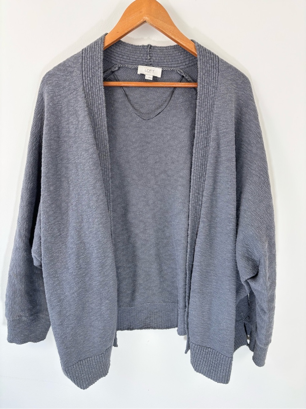Loft outlet gray open front slub cotton cardigan